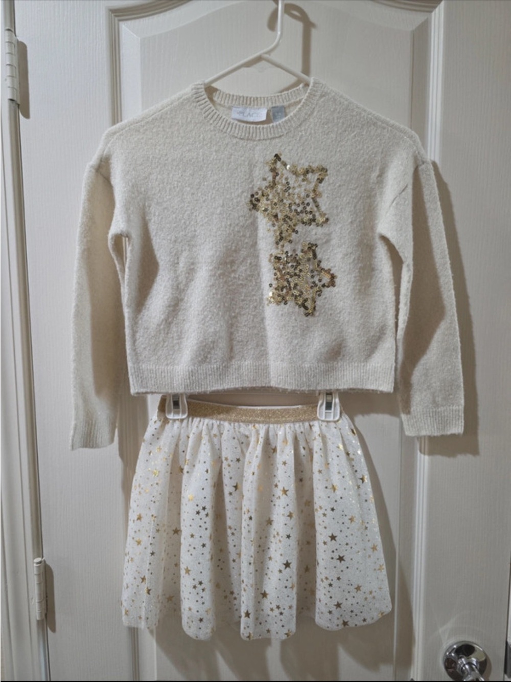 Girls Fall Outfit Children’s Place Sweater and Skirt Set with Gold Star Accent